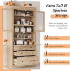 78” Kitchen Cabinet Pantry, Food Storage Cabinet with 3 Drawers, Adjustable Shelves & Power Outlet, Food Pantry for Kitchen Dining Room, Easy Assembly (Natural)