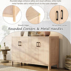 VilroCaz Farmhouse Wood 4-Door Cabinet Sideboard with Smooth Rounded Corners, Rustic Accent Entryway Console Table for Hallway Living Room Dining Room