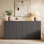 SICOTAS Buffet Cabinet with Storage Accent Sideboard Modern Credenza with Doors & Shelves Fluted Media Console Mid Century Coffee Bar Table for Living Room Kitchen Dining Room Hallway(3PCS)