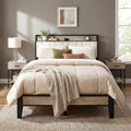 LIKIMIO Queen Bed Frame with Storage Headboard and Charging Station