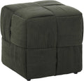 Green Cube Ottoman, Foot Rests Pouf Soft and Comfortable Corduroy Woven Design, Foot Rest for Couch for Living Room, Bedroom, Square Pouf Ottoman 14.2" (Green)