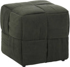 Green Cube Ottoman, Foot Rests Pouf Soft and Comfortable Corduroy Woven Design, Foot Rest for Couch for Living Room, Bedroom, Square Pouf Ottoman 14.2" (Green)