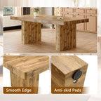 gopop Rustic Modern 79" Rectangular Dining Table, Solid Wood Farmhouse Kitchen Table with Sturdy Legs, Wooden Dining Room Table for 6–10 People