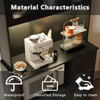 71" Kitchen Hutch Cabinet with Storage for Living & Dining Room, Kitchen Pantry Cabinet with LED Light & Outlet, All Black
