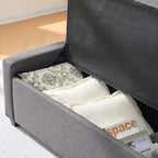Storage Bench for Bedroom, 48.4'' End of Bed Grey Ottoman Lined Fabric Upholstered Shoe Bench for Entryway, Hallway, Bedroom, Cloakroom, Living Room, Grey.