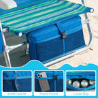 Old Bahama Bay Beach Chairs for Adults, 7-Position Classic Lay Flat Beach Chair Reclining Beach Chair, Portable Aluminum Backpack Beach Chair with Towel Bar & Cooler Bag