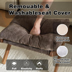 Baveke Ottoman Foot Rest- Bamboo Foldable Stool, Foot Stools Small Ottman with Upholstered & X Legs, Folding Stool for Makeup, Bedroom and Living Room, FSC-Certified (Small Brown)