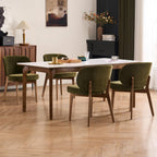 YOUNUOKE Upholstered Dining Chairs Set of 4, Modern Chenille Fabric Dining Room Chair with Wood Legs, Widen Backrest Comfy Armless Side Kitchen Chairs, Green