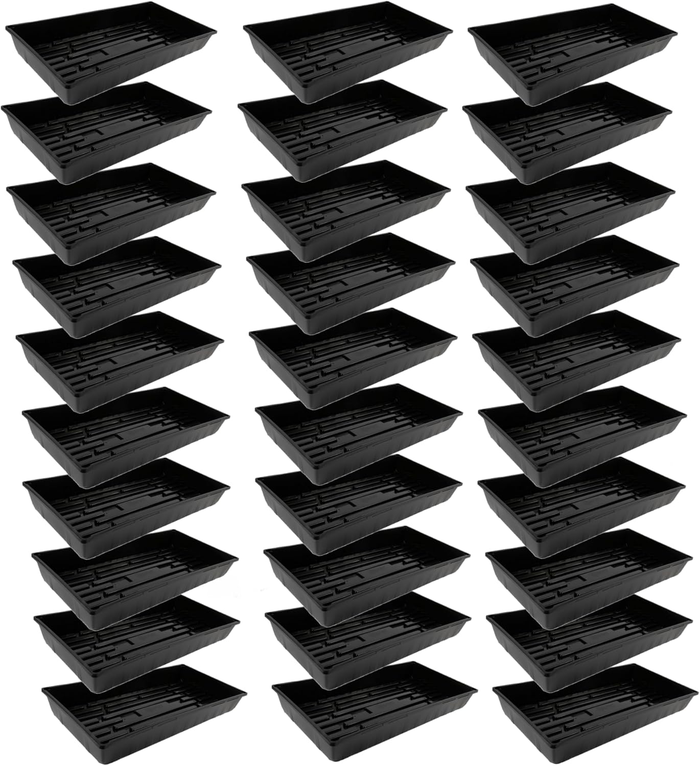 SUNPACK 10" x 20" Mega Plastic Seed Starting Tray, Black, 2.5" (Pack of 30) - No Drainage Holes, Ideal for Greenhouses or Indoor Gardening - Made of Thick, Strong Plastic