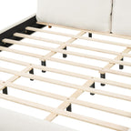 DNYN California King Size Boucle Platform Bed with 2 Removable Pillows for Bedroom Guest Room, Upholstered Cloud Bed Frame with Thick Headboard, Wooden Slats Support/No Box Spring Needed/Easy Assemble