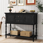 ARTPOWER Console Table with 2 Drawers, Retro Entryway Table with 2 Door | Solid Wood Veneer Entry Table, Behind Couch Sofa Table with Open Storage Shelf for Living Room, Foyer, Hallway