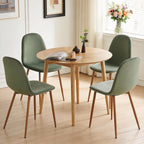 Small Dining Table Set for 4, Modern Round Dining Table with 4 Velvet Dining Chairs in Metal Legs, Easy Assembly for Compact Spaces - Green