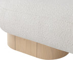 Meridian Furniture 22001Cream Robertson Collection Art Deco Bench with Luxurious Cream Boucle Fabric and Rich Natural Oak Finish, 60.5" W x 18" D x 16" H, Cream