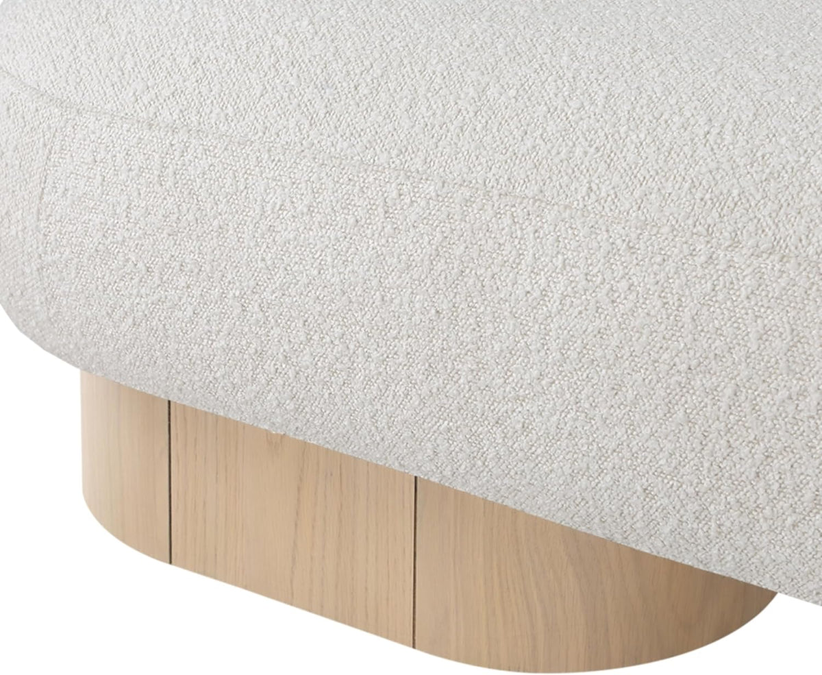 Meridian Furniture 22001Cream Robertson Collection Art Deco Bench with Luxurious Cream Boucle Fabric and Rich Natural Oak Finish, 60.5" W x 18" D x 16" H, Cream