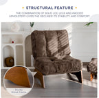 MAXYOYO Accent Chair with Ottoman, Lounge Chair with Adjustable Backrest | Tufted Living Room Chair Upholstered Lounge Chair with Footrest Set, Modern Chair for Reading Room, Brown