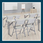 OEF Furnishings OEFBT-SEM1896 Commercial-Grade Premium Industrial Seminar Folding Table with Thick Blow-Molded Top and 16-Gauge Cantilever Steel Legs (Seminar, 18" × 96", Speckled Gray Top)