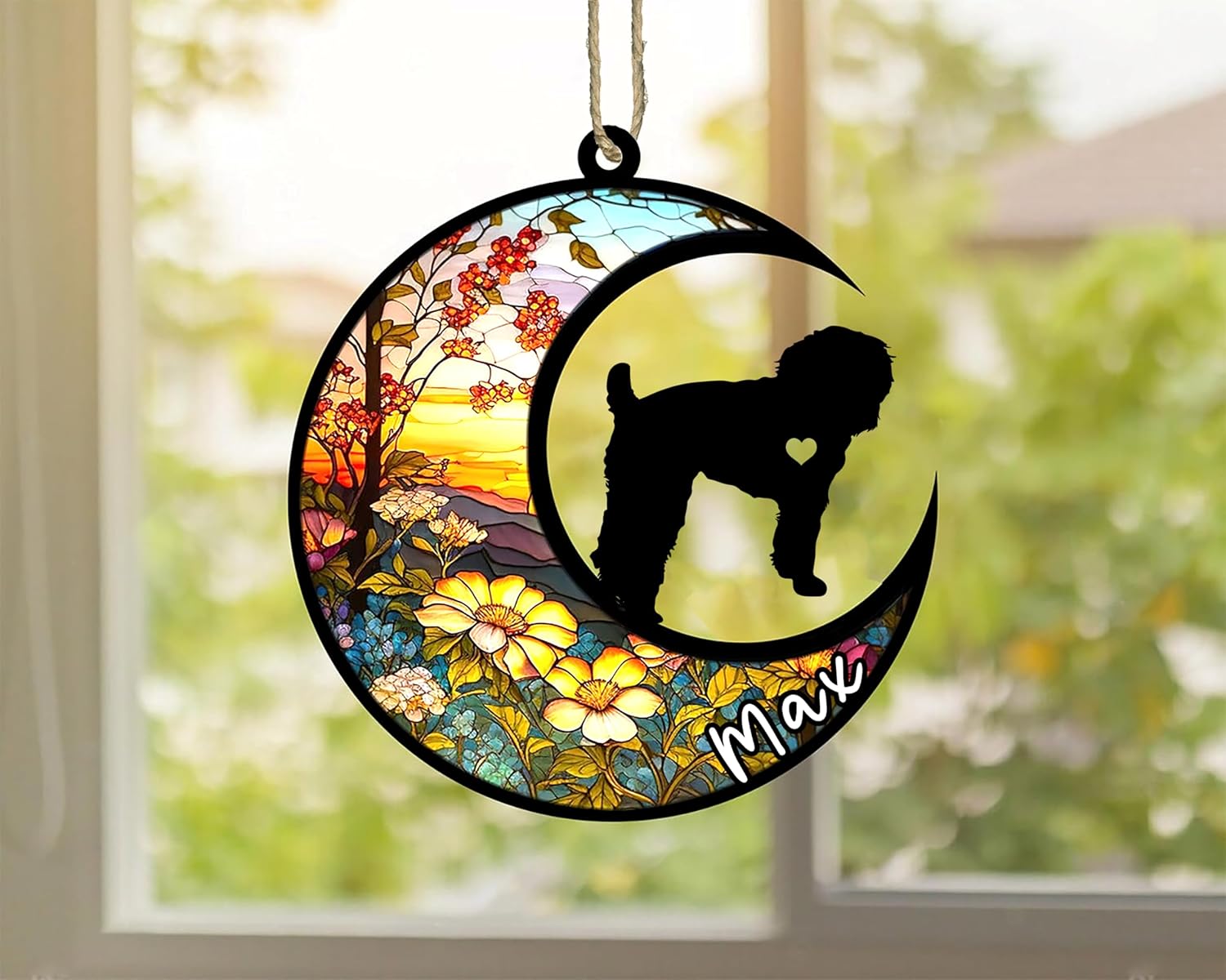 Personalized Dog Memorial, Custom Name Schnoodle Dog Christmas Ornament with Name, Custom Breeds, Pet Loss Light Catcher, Gifts for Lovers Loss of Pet Sympathy on Mothers Day Christmas