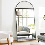 Full Length Arched Mirror, 75"x35" Standing Floor Full Body Mirror for Wall with Aluminum Alloy Frame for Bedroom, Living Room, Dressing Room(Black)