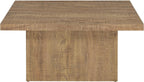 Square Coffee Table Set, End Table Set, Engineered Wood Living Room Tables, Mango Finish Laminate Veneer, Grain Look, Oversized Block Bases, 3-Piece