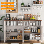knoworld Buffet Sideboard with Storage Farmhouse with 4 Doors, 55'' Large Kitchen Storage Cabinet Wood Coffee Bar Cabinet Buffet Table with Shelves for Kitchen, Dining Room, Entryway