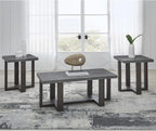 Signature Design by Ashley Dynnford Industrial Water Stain Resistant Table, Set of 3, Gray & Dark Brown