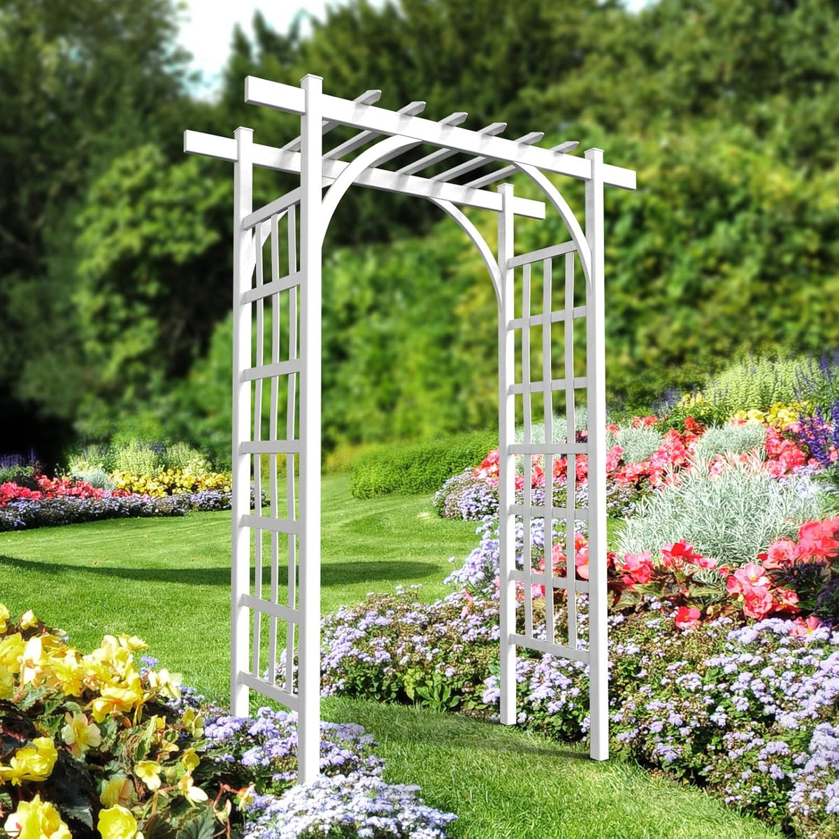 VINGLI Garden Arbor, PVC Wedding Arch for Ceremony Party, Garden Trellis for Climbing Plants Outdoor, Arch Backdrop Stand for Garden, Backyard, Lawn, Wedding