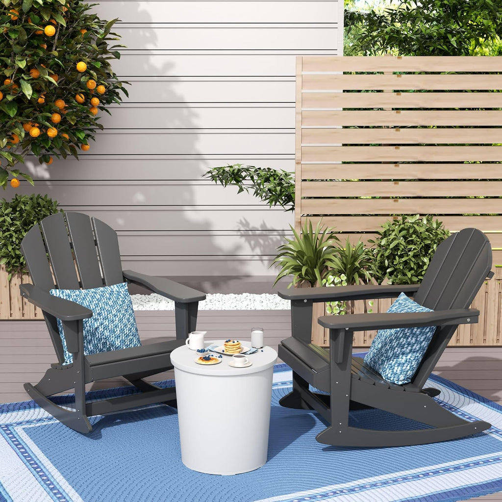 WestinTrends Malibu 2 Piece Set Outdoor/Patio Poly Adirondack Rocking Chairs (2 Seater), Gray