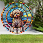 Poodle Dog Wind Spinners Outdoor Dog Memorial Gifts, 3D Metal Kinetic Hanging Garden Wind Spinner, Spinner Decor, Wind Sculptures for Outdoor & Indoor, Window, Yard Decor (Poodle 1)