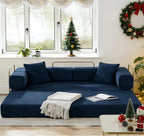 ivoros 78" Convertible Sleeper Sofa Bed, Corduroy Folding Sofa Bed with Fixed-Shape Frame, Fold Out Floor Mattress Couch, Lazy Compression Sofas for Living Room, Bedroom, No Assembly Required, Blue