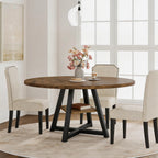 GAOMON 47" Round Dining Table for 4-6 People | Wooden Circle Kitchen Table with Storage Shelf, Industrial Dining Room Table for Kitchen, Dining Room, Save Space