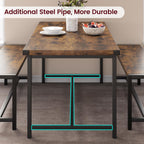 GAOMON Dining Table Set for 4, Wooden Kitchen Table with 2 Benches, 3 Piece Rectangular Dining Room Set, Space Saving Kitchen Tables Sets for Apartment, Small Space, Home, Rustic Brown