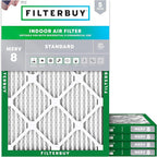Filterbuy 16.38x21.5x1 Air Filter MERV 8 Essential Dust & Allergy Defense (5-Pack), Electrostatic Pleated HVAC AC Furnace Filters Replacement, Made in USA (Actual Size: 16.50 x 21.50 x 0.75)