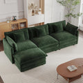 mikibama Modular Sectional Sofa, 111.5 Inch L Shaped Couch Set for Living Room, 3-Seater Comfy Cloud Couches with Movable Ottoman, DIY Combination, Chenille, Evergreen
