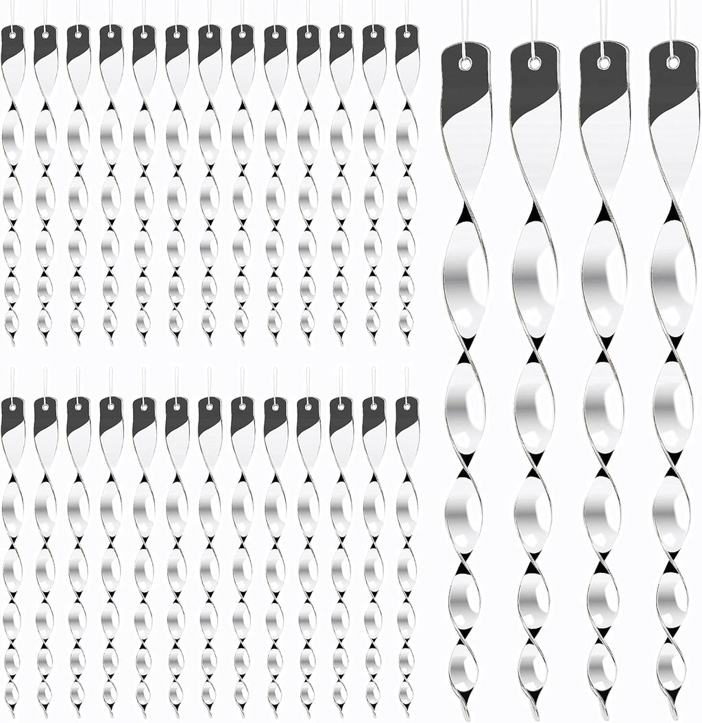 Hausse 30 Pack Bird Deterrents for Outside, Bird Repellent Hanging Silver Plastic Reflectors Scare Rods, Garden Decorative Reflective Scare Birds Away, Like Woodpeckers, Pigeons and Geese