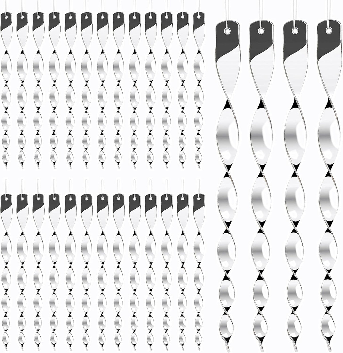 Hausse 30 Pack Bird Deterrents for Outside, Bird Repellent Hanging Silver Plastic Reflectors Scare Rods, Garden Decorative Reflective Scare Birds Away, Like Woodpeckers, Pigeons and Geese