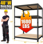 PrimeZone 40" W x 20" D x 59" H Heavy Duty Storage Shelves, 4 Tier Adjustable Garage Shelving Unit, Metal Organizer Shelf Utility Rack for Warehouse Pantry Closet Kitchen, Black