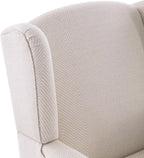 HUIMO Printed Wingback Accent Chair, Linen Upholstered High Back Armchair, Comfy Reading Chair for Living Room Bedroom Study, 300lbs Weight Capacity (1, Tan with Lines)