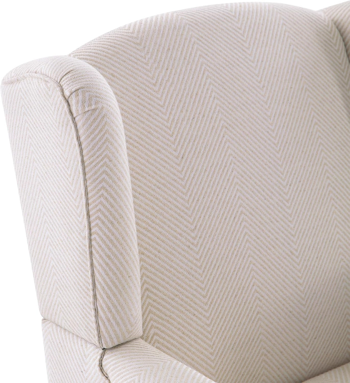HUIMO Printed Wingback Accent Chair, Linen Upholstered High Back Armchair, Comfy Reading Chair for Living Room Bedroom Study, 300lbs Weight Capacity (1, Tan with Lines)