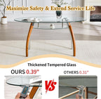 62.87" Glass Dining Table for 4-6, Modern Oval Dining Room Table with 0.39" Tempered Glass Top and Storage Shelf, Kitchen Dinner Table with Silver Electroplated Metal & Solid Rubber Wood Legs