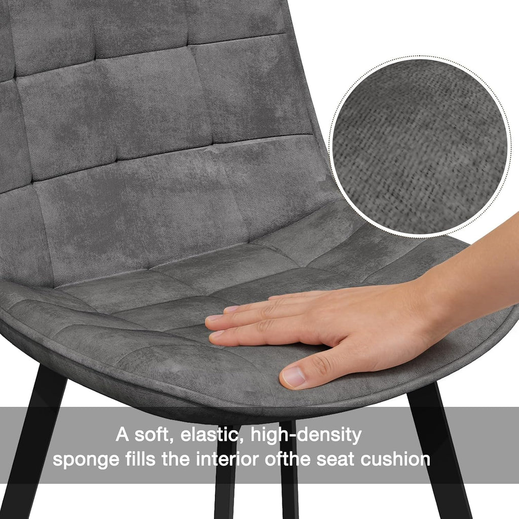 EROMMY Round Dining Table Set for 4, Modern Kitchen Table and Chairs with X-Shaped Table Legs & U-Shaped Thick Cushion, Wooden Dining Room Set for Dining Room Kitchen (Gray Table + 4 Gray Chairs)