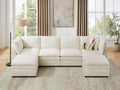 VANOMi U Shape Modular Sectional Sofa Couch for Living Room, Oversized Modern Sleeper Cloud Couch with Deep Seat Double-Layer Thick Cushion Ottoman, Convertible Upholstered Sofa Set, Ivory White