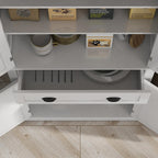 HOMCOM 72.5" Kitchen Pantry Cabinet Freestanding 4 Doors White Wood Grain | Traditional Storage Cabinet, Drawer, 3 Adjustable Shelves, for Dining Room