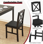 Tangkula Mid-Century Modern Dining Table Set for 2, Wooden Kitchen Table & 2 Chairs with Padded Seats, 3-Piece Compact Dining Set for Small Spaces, Kitchen, Living Room (Grey+Black)