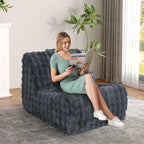 Bean Bag Chair for Adults, Giant Bean Bag Chair with Pillow, Oversized Chaise Lounge Chair Indoor with Soft Faux Fur for Living Room Bedroom or Reading Nook