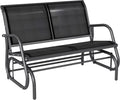 Outsunny 2-Person Outdoor Glider Bench with Steel Frame, Black | Double Swing Rocking Chair, Loveseat, for Outside Patio, Backyard, Garden, Porch, Powder Coated