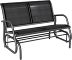 Outsunny 2-Person Outdoor Glider Bench with Steel Frame, Black | Double Swing Rocking Chair, Loveseat, for Outside Patio, Backyard, Garden, Porch, Powder Coated