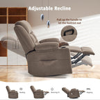 Ketaiyou Rocker Swivel Recliner Chair for Adults, Overstuffed Manual Recliner Glider with Massage and Heat, Comfy Soft Fabric Living Room Reclining Sofa Chair (Coffee2)