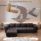 119" Couch, Cloud Sectional Couch with Deep Seat, High-Density Memory Foam and Chaise, Sectional L Shaped Sofa, Couches for Living Room, No Assembly Required Tufted Sofa, Dark Grey