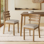 Farmhouse Dining Table Set for 4, Wooden Kitchen Table & Solid Wood Chairs | 4 Upholstered Chairs, Modern Rectangular Dining Room Table and Chairs for Kitchen, Small Spaces, Rubberwood Legs, 5-Piece