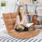 Giantex Folding Floor Chair with Back Support, 14 Adjustable Position, Padded Sleeper Bed, Couch Recliner, Gaming Floor Chairs for Adults, Meditation, Living Room (TAN)
